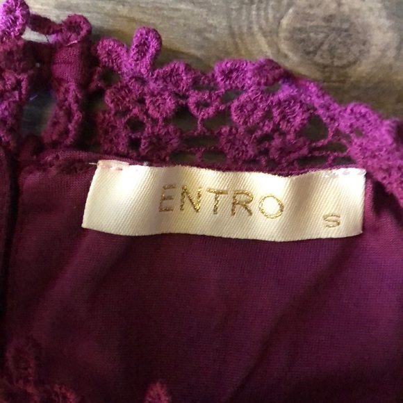Entro Purple Lace Crest and Trim High Neck BabyDoll Dress size Small - Picture 8 of 13